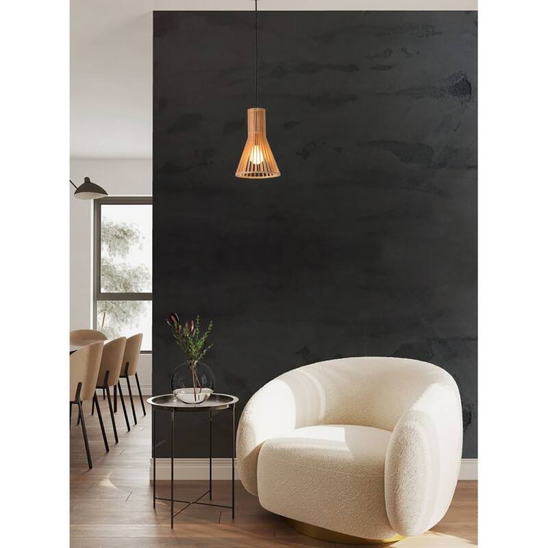 Mini Pendant Light with Wood Cage Frame