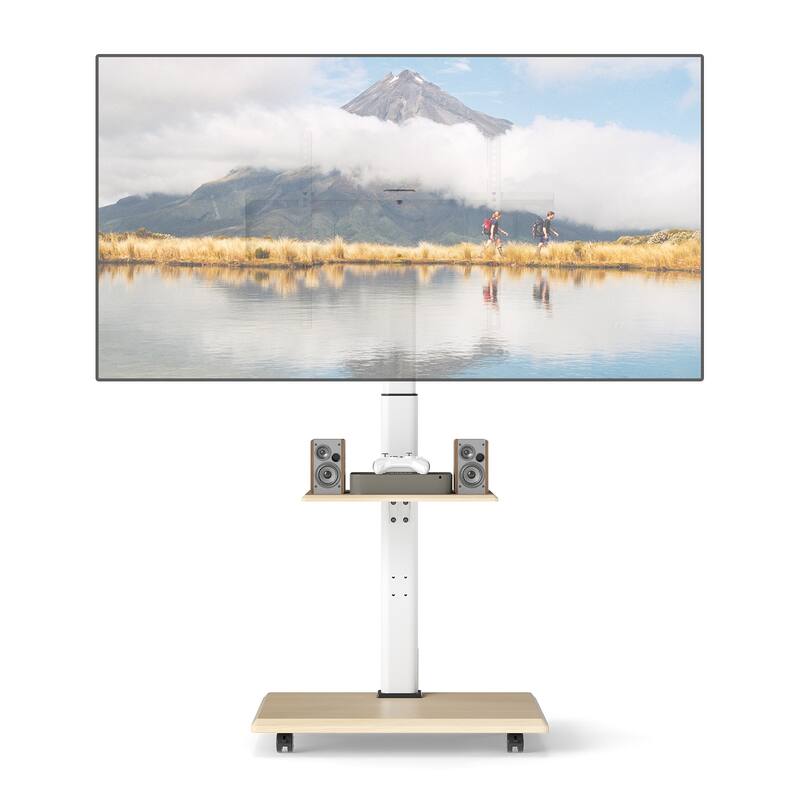 Gymax Rolling TV Stand on Wheels w/30 Degree Tilt Mount Adjustable