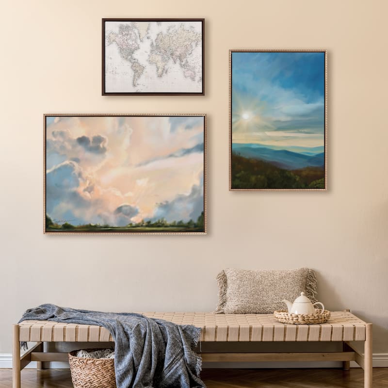 Kate and Laurel Sylvie Beaded Clouds Framed Canvas by Mary Sparrow