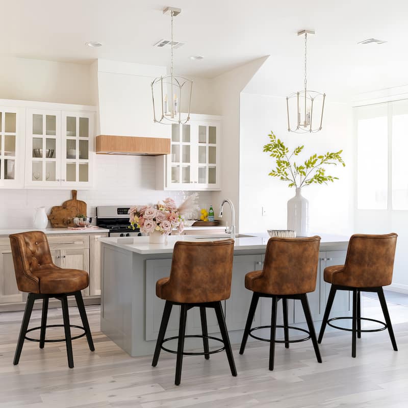 LUE BONA 26" Counter Height Bar Stools Swivel Bar stool with Backs - 26" H