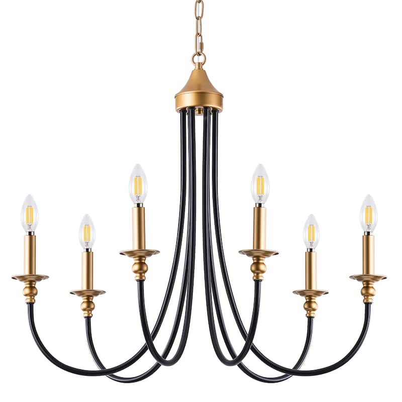 6-Light Farmhouse Antique Candlestick Dining Room Chandelier Fixture
