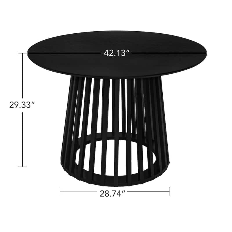 Roomfitters Round Dining Table, Modern Black Pedestal Base, Small Kitchen or Dining Room Table for 2-4 People