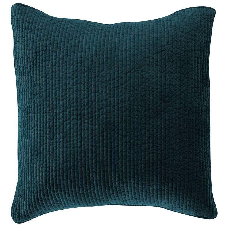 HiEnd Accents Stonewashed Cotton Velvet Quilted Euro Sham, 27" x 27", 1PC - Deep Blue