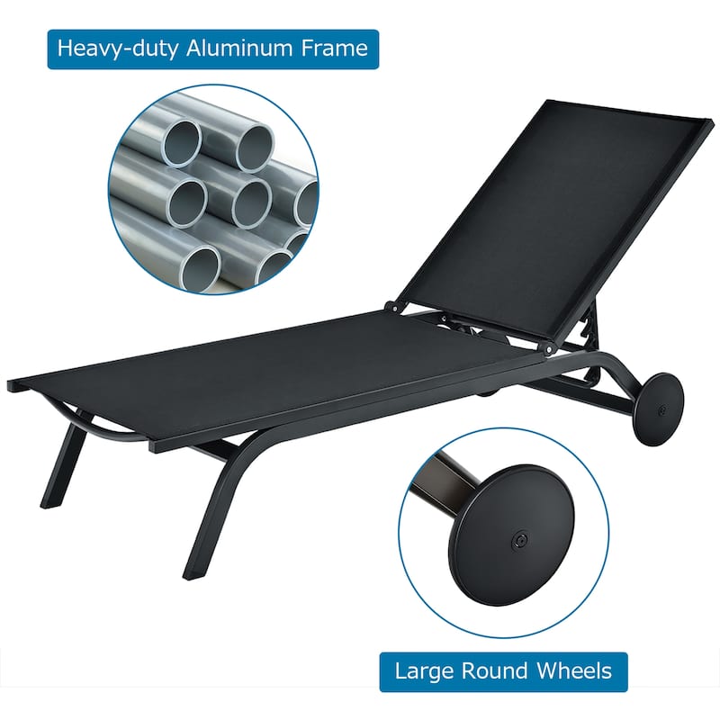 Costway Outdoor Lounge Chair Chaise Reclining Aluminum Fabric - See Details