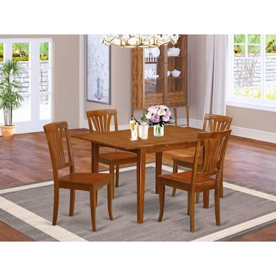 3-Piece Saddle Brown Finish Solid Wood Top - Dining Room Set - Seats 4