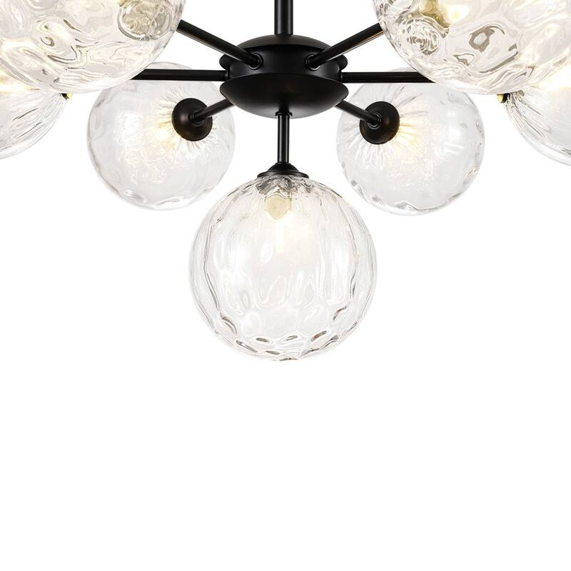 Contemporary Water Glass Bubble Round Tiered Chandelier 25.6 in