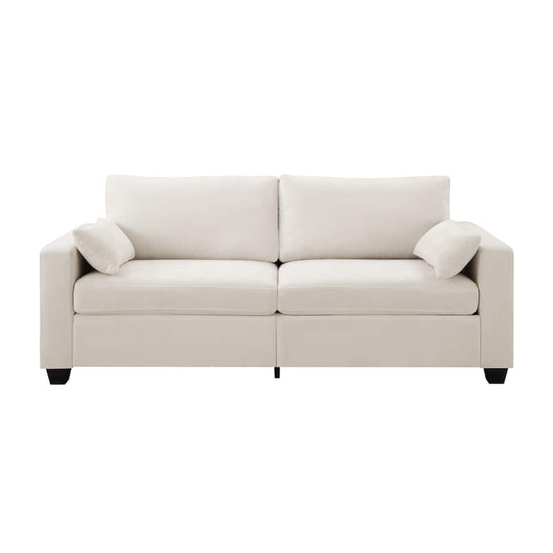 Modern Loveseat Sofa for Living Room, Removable Cover, Spring Cushions, Solid Wood Frame, Wide Armrest for Small Space