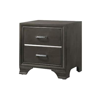 Nightstand with 2 Drawers in Gray