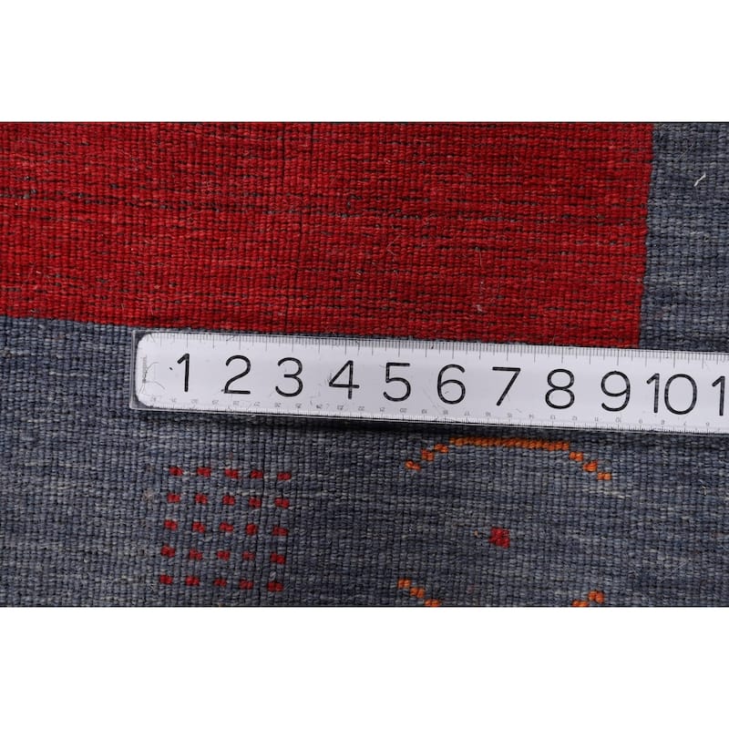 Geometric Gabbeh Area Rug Handmade Wool Carpet - 6'7" x 9'9"