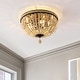 preview thumbnail 5 of 10, Elroy Wood Bead 15.25" 3-Light Bohemian Farmhouse Iron LED Semi Flush Mount, Oil Rubbed Bronze/Light Taupe by JONATHAN Y