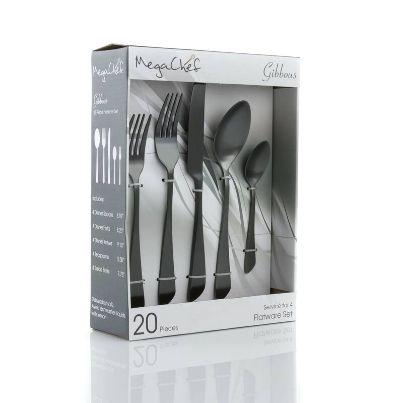 Witney 20 Piece Stainless Steel Service For 4 Matte Finish Silverware Set in Black