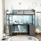 preview thumbnail 11 of 16, Contemporary Style Twin Size Loft Bed with Drawers, Cabinet Shelves and Desk, Wooden Loft Bed with Desk Suitable for Bedroom
