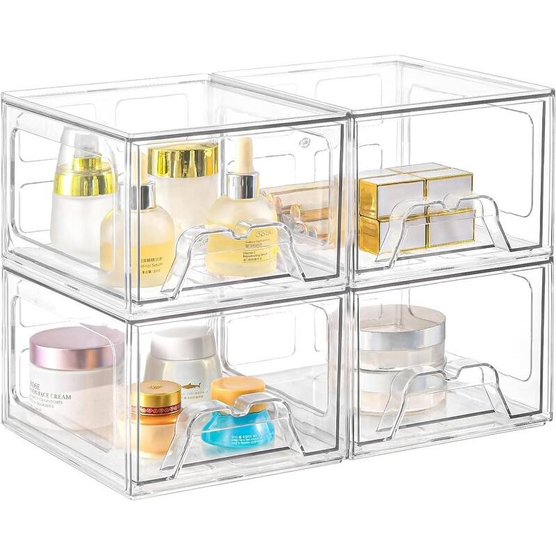 Stackable Makeup Organizer Storage Drawers Set of 6 - 4 Short