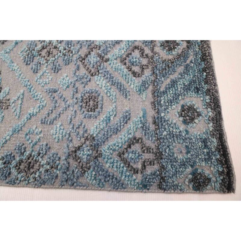 ECARPETGALLERY Hand-knotted Tangier Light Blue Wool Rug - 5'5 x 7'6