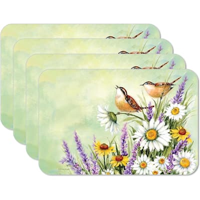 Graceful Nature 4 Pack Reversible Easy Care Flexible Plastic Placemats Made in The USA BPA Free Easily Wipes Clean