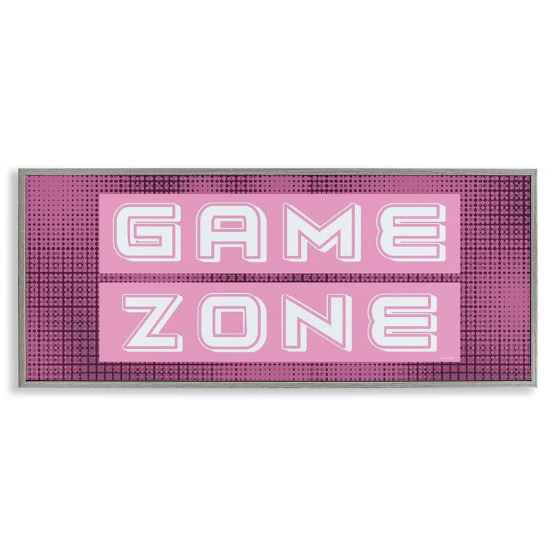 Stupell Retro Purple Game Zone Framed Giclee Art Design By Yass Naffas Designs - 24 x 10 - Grey