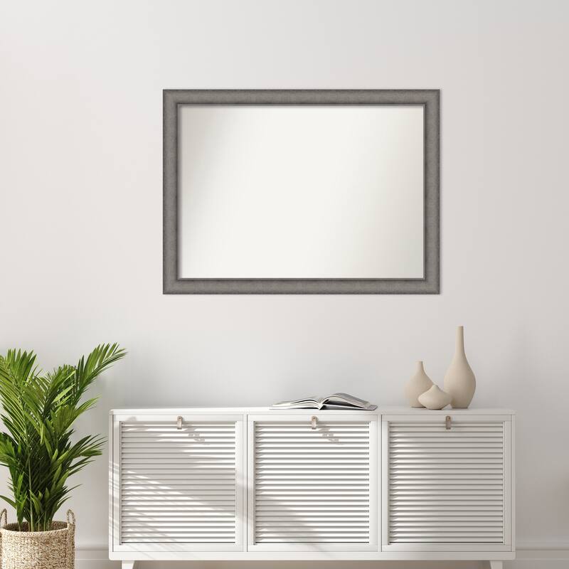 Burnished Concrete Non-Beveled Wood Framed Wall Mirror - Burnished Concrete