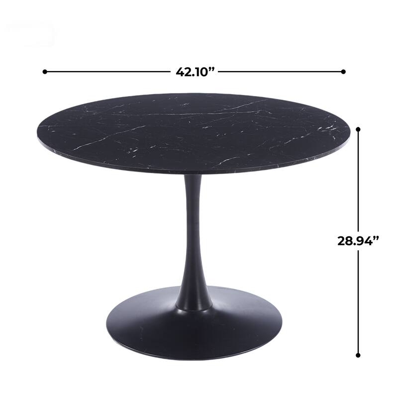 42.1"Tulip Table, Mid-Century Dining Table For 4-6 People - Round MDF Table Top (The Tabletop Consists Of Two Panels)