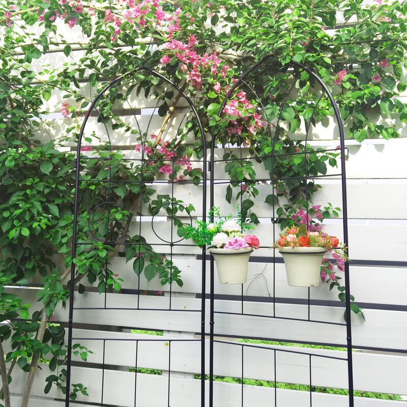 2 Pack Metal Garden Trellis Rustproof Trellis for Climbing Plants Outdoor Flower Support Cream