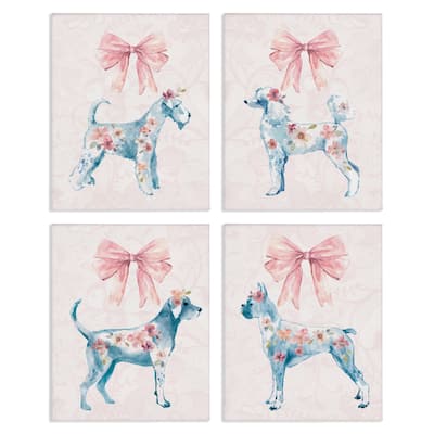 Stupell Chic Stylish Pastel Dogs Canvas Wall Art Design By Carol Robinson (Set of 4)