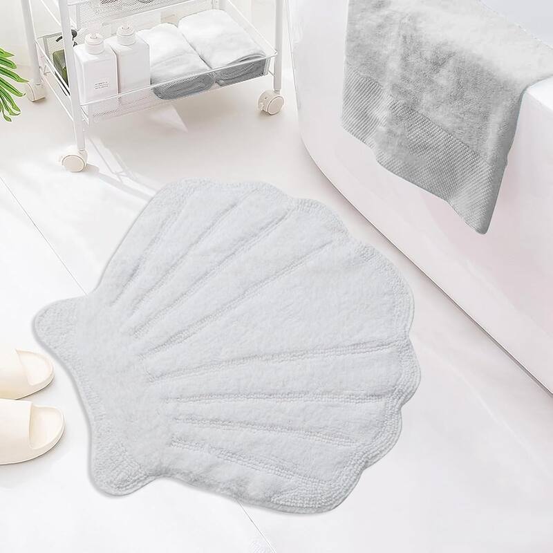 Better Trends Seashell Bath Rug 100% Cotton Absorbent Reversible Bathroom Mat Marilyn Collection