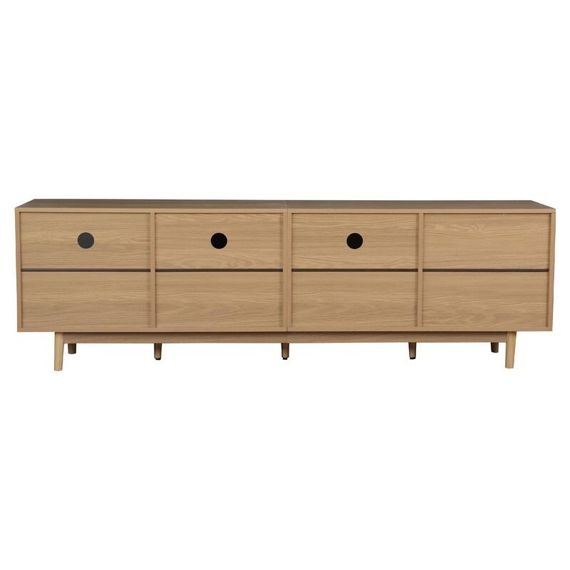 Rustic 76.6" TV Stand for TVs Up to 85", Wood Media TV Console Entertainment Center with Open Storage and Drawers