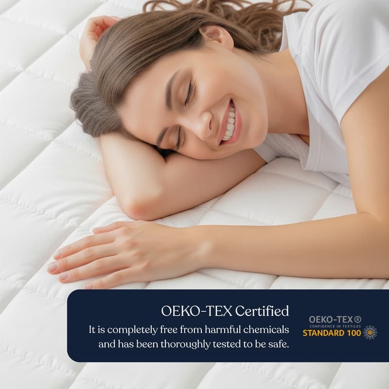 Delara 100% Waterproof 2 IN 1 Mattress Protector & Mattress Pad-Quilted Fitted Down Alternative Mattress Pad Cover - White