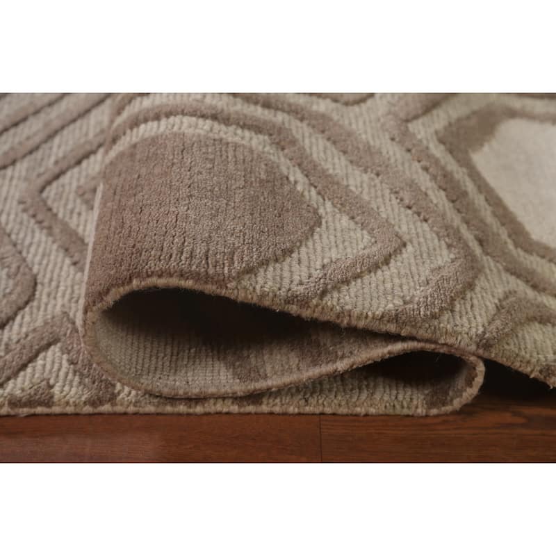 Geometric / Modern Area Rug Handmade Wool Carpet - 8'1"x 9'9"