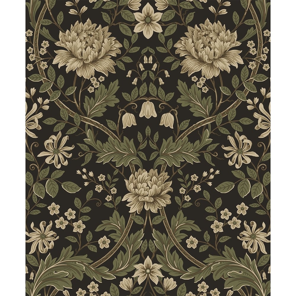 Seabrook Designs Honeysuckle Floral Prepasted Wallpaper