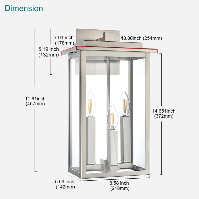 Outdoor Light Fixutre Farmhouse Wall Lantern Sconce with Clear Glass