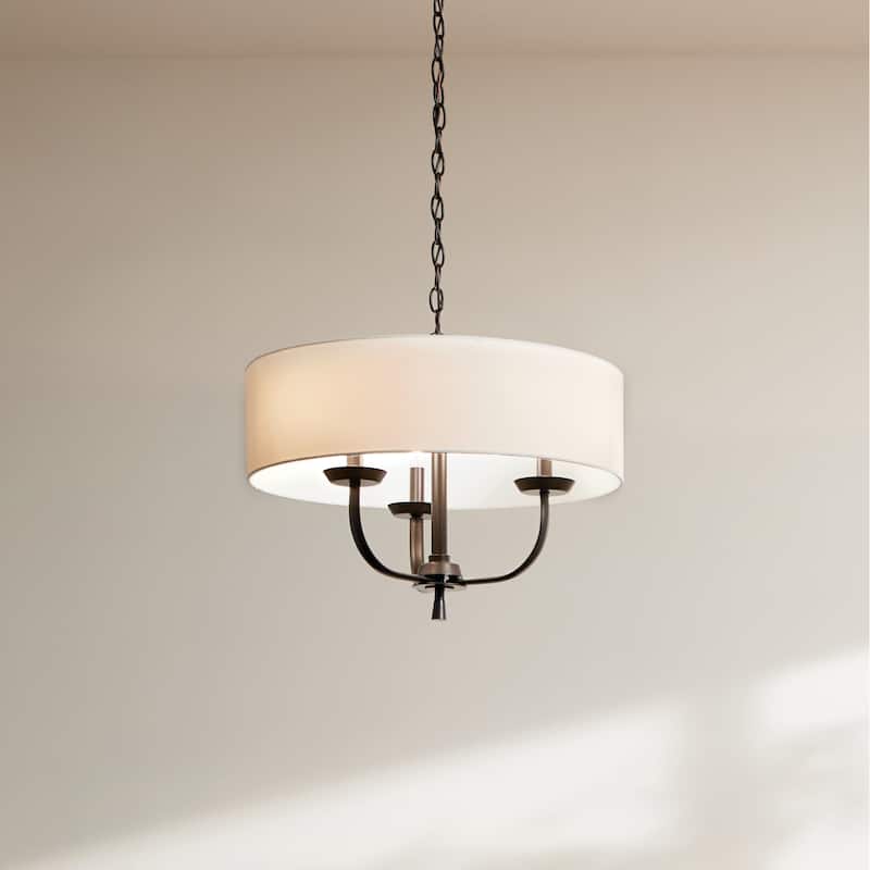 Kichler Lighting Kennewick 3-Light Chandelier Black with White Fabric Shade