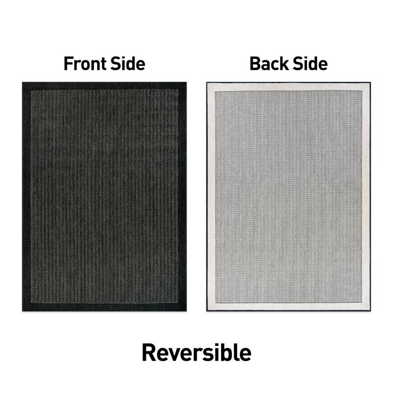 World Rug Gallery Contemporary Bordered Weather Resistant Reversible Indoor/Outdoor Area Rug
