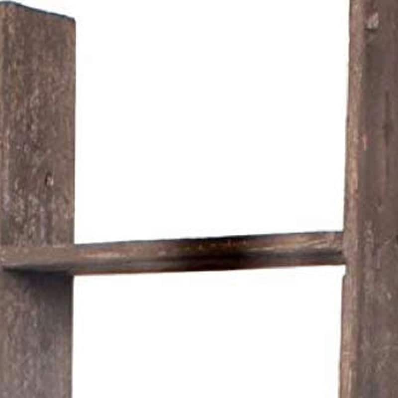 Rustic 5 Feet Wooden Ladder Shelf Outdoor Wall Accent with Varnish Finish for Hang or Lean Anywhere - 15"W x 5"D x 57"H
