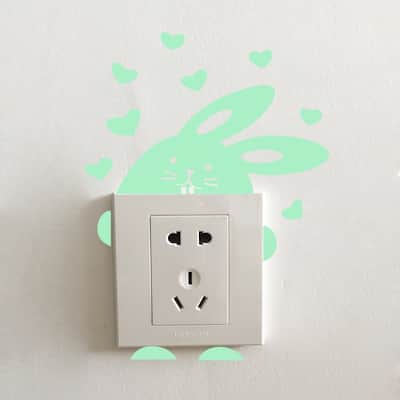 Walplus Peel and Stick Glow In The Dark Rabbit Wall Sticker Home Room Decor