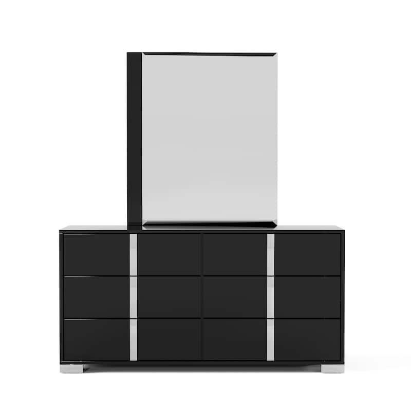 Furniture of America Erina Modern Glossy 2-Piece 6-Drawer Dresser and Mirror Set