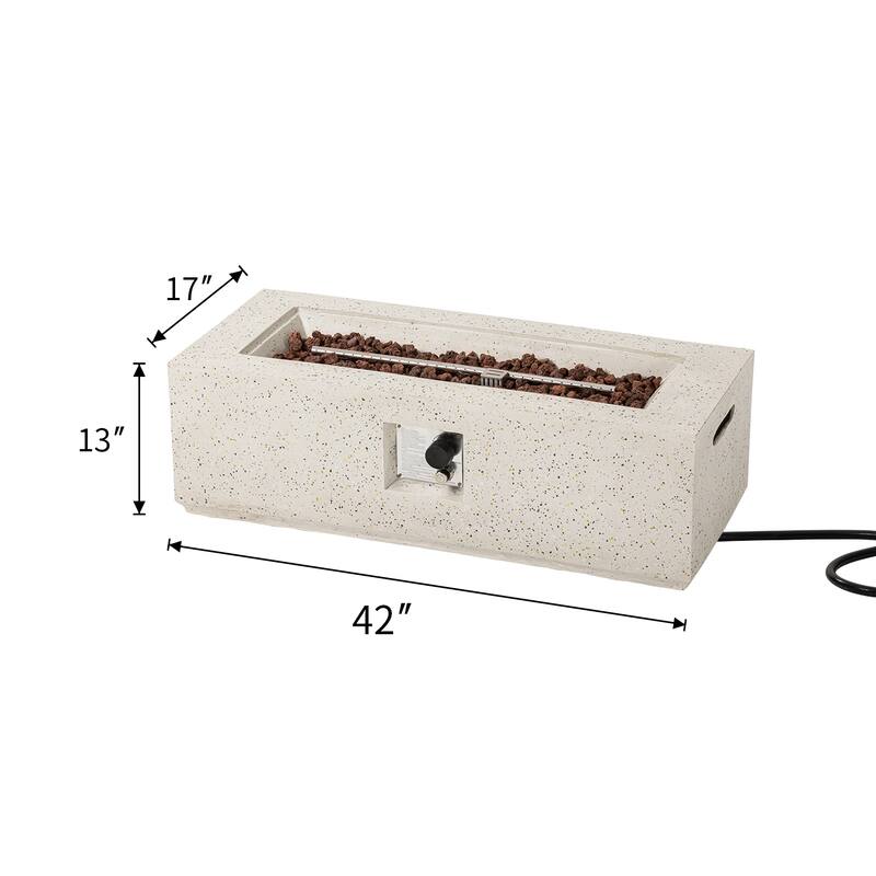 COSIEST 42'' Outdoor Rectangle Propane Fire Pit Table, 50000BTU - 42"*17"*13"