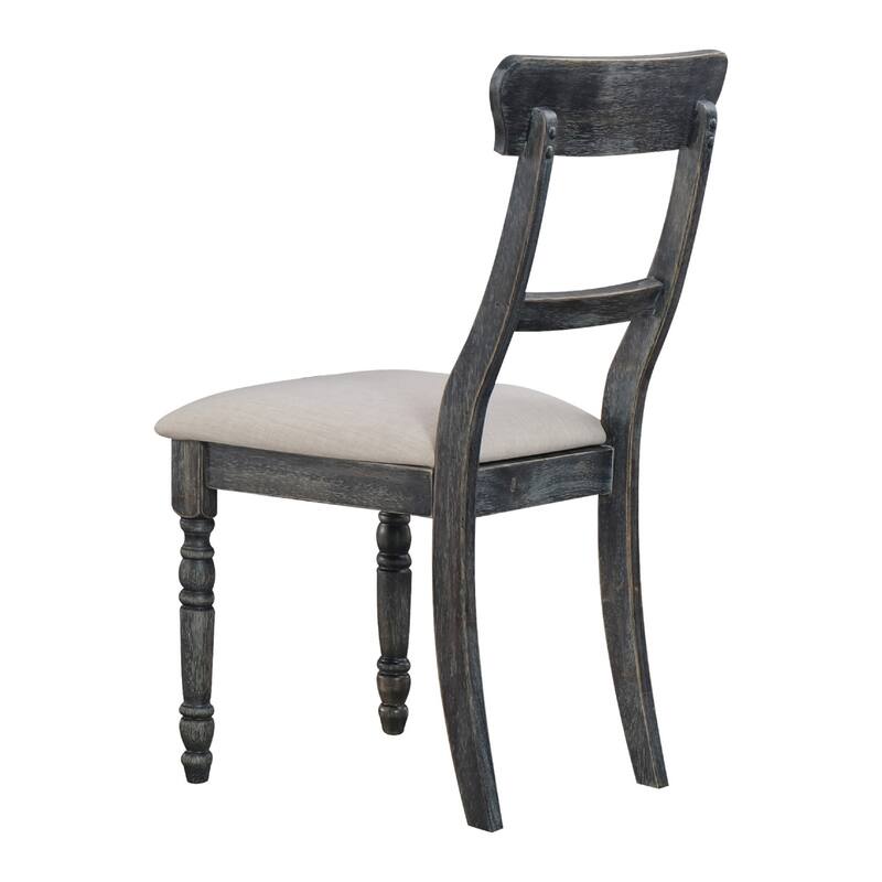 Set of 2 Light Brown Linen Side Chair in Weathered Gray