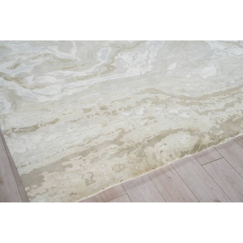 Saccara Beige Wool/Bamboo Silk handloomed Area Rug