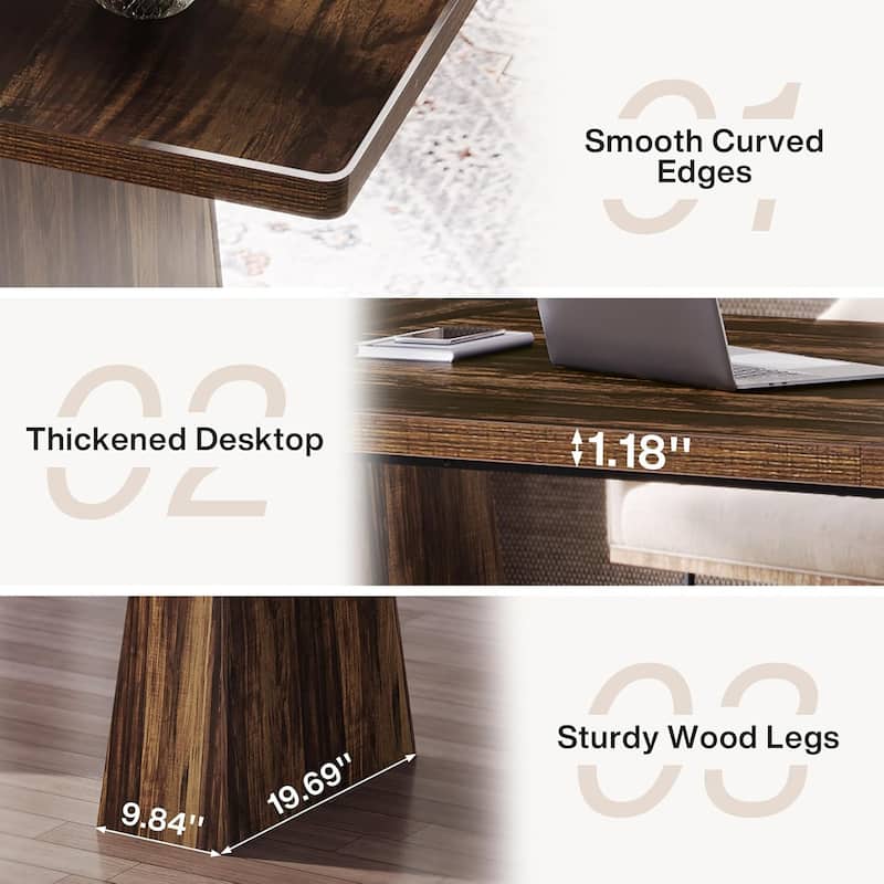 Wood Executive Desk Modern Double Pedestal Large Office