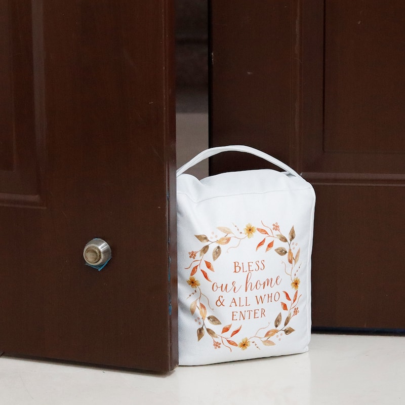 Bless Our Home and All Who Enter Holiday Party Door Stopper
