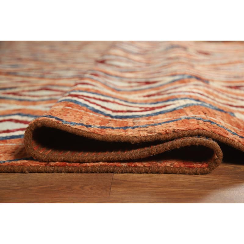 Moroccan Oriental Area Rug Hand-Knotted Orange Wool Carpet - 8'4" x 10'0"