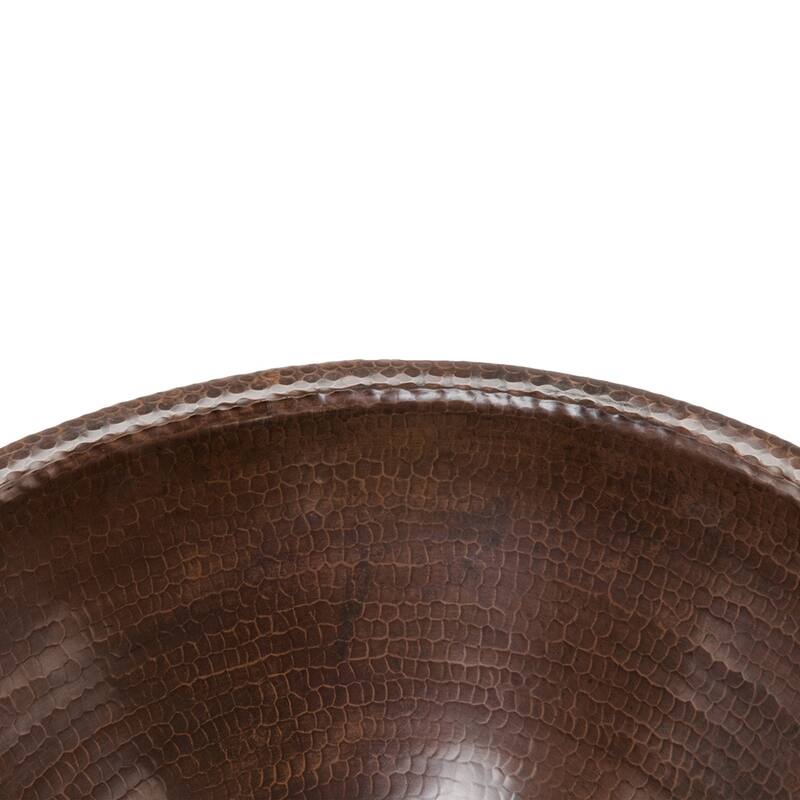 17-in Round Self Rimming Hammered Copper Bathroom Sink (LR17RDB)