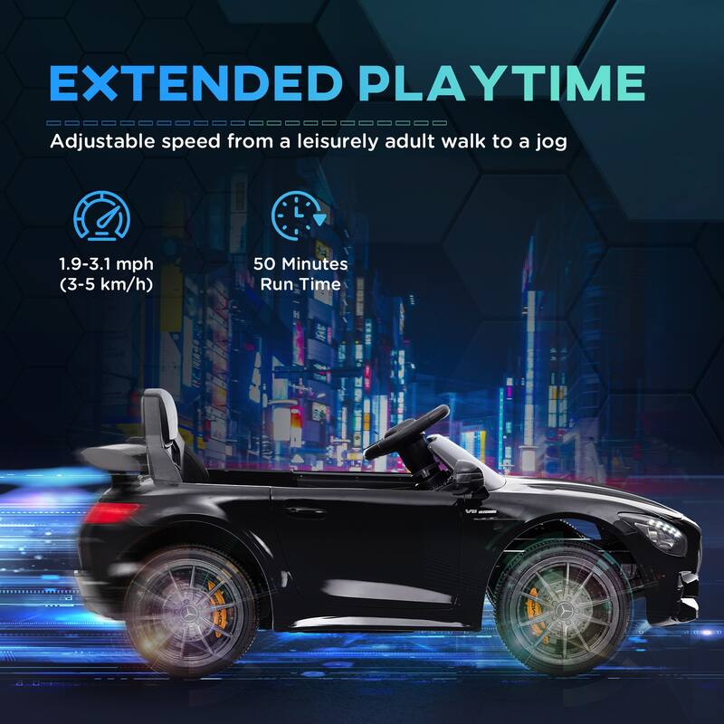 12V Battery Powered Licensed Mercedes-Benz AMG GTR Electric Car for Kids with Music, Lights, and Parental Remote Control