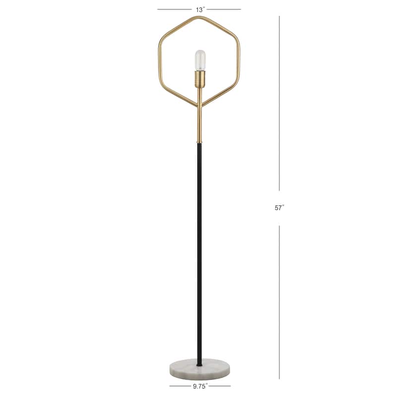 SAFAVIEH Lighting 59-inch Brass Gold Mave Edison Bulb Floor Lamp - 13" x 9.75" x 57"