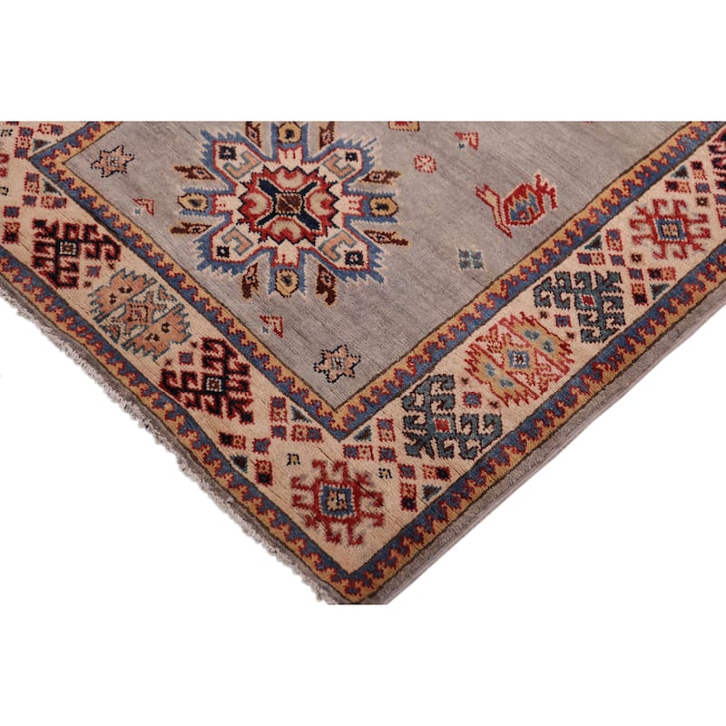 Tribal Kazak Mollie Gray/Beige Wool Runner - 2'11'' x 16'10''
