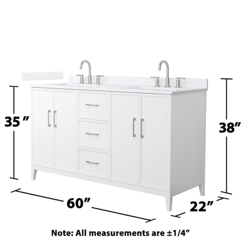 Elan 60-inch Double Vanity, 3 Hole Quartz Top