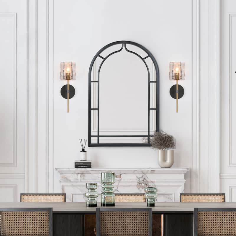 Arch Window Wall Mirror Bathroom Vanity Mirror - Black - 47.2'' H x 31.5" W x 1.1" D
