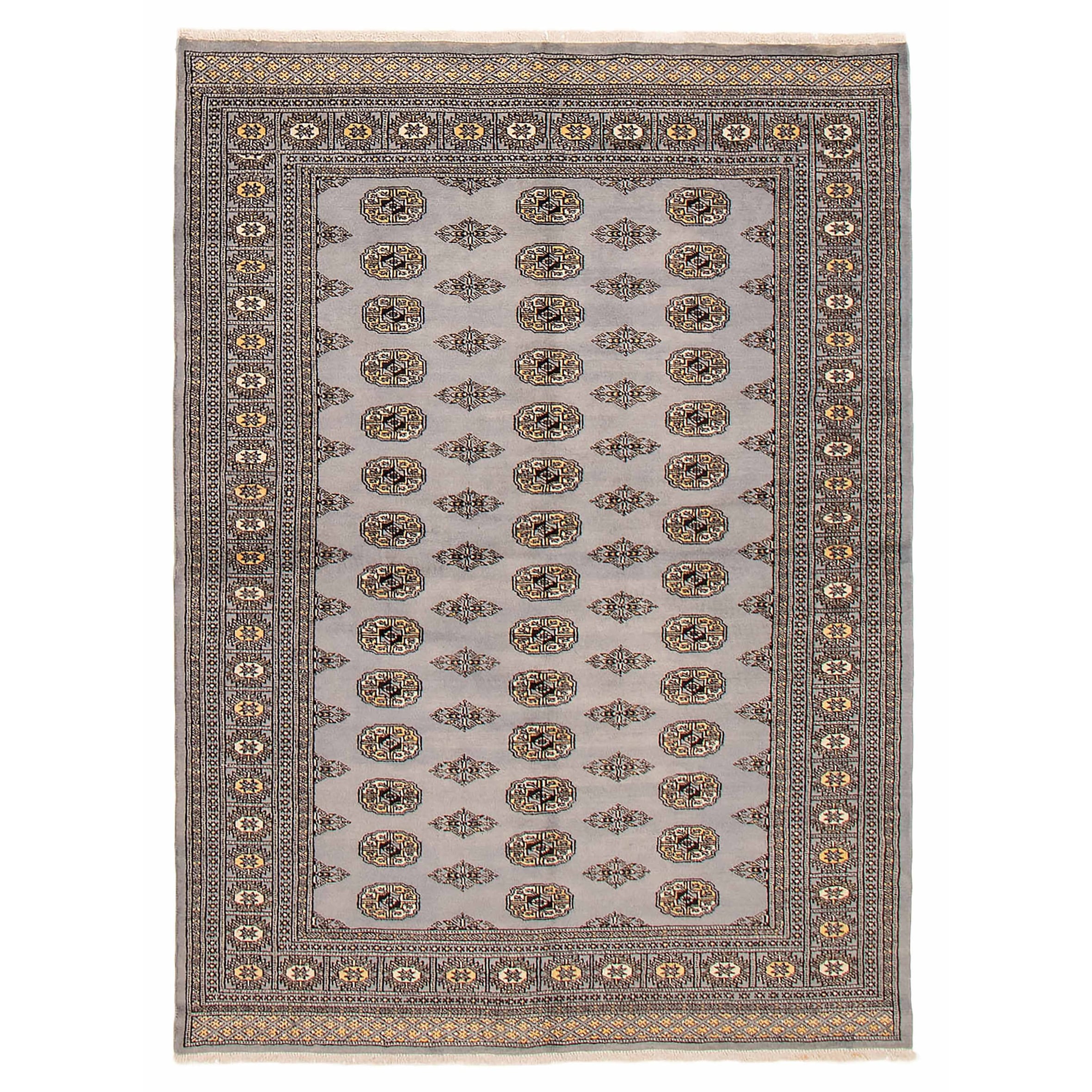 Finest Peshawar Bokhara Grey Rug 5'7" x 8'0" - 5'7 x 8'0
