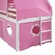 preview thumbnail 15 of 41, Cute Wood House Loft Bed with Slide & Tent