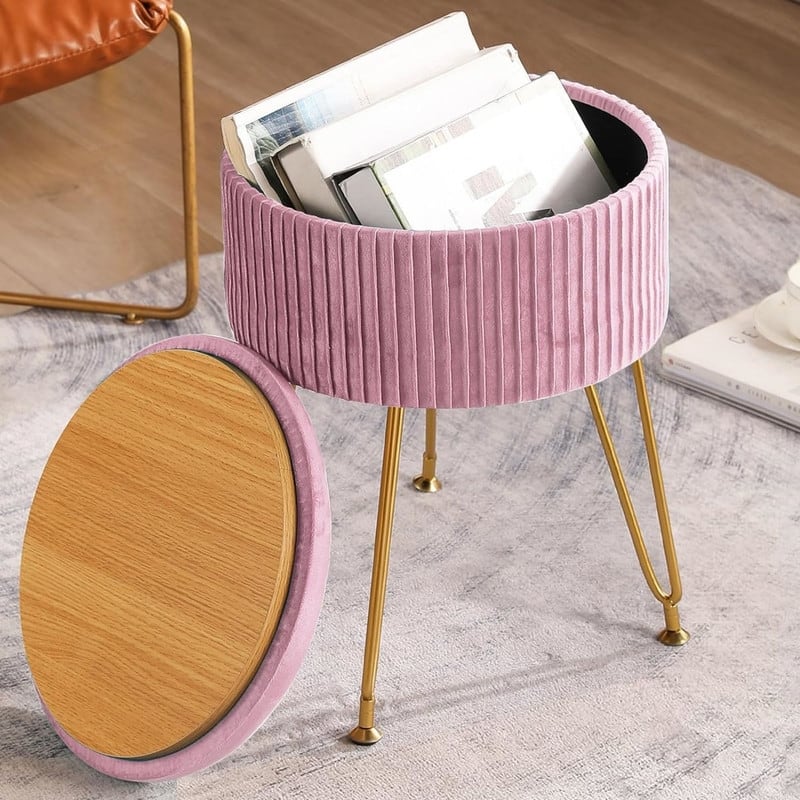 Ottoman Storage Footrest with Metal Legs